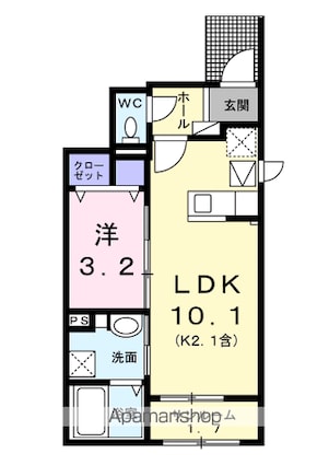 アルドーレ[1LDK/36.29m2]の間取図