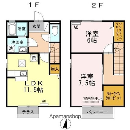 グレイスコート手城Ｂ[2LDK/67m2]の間取図