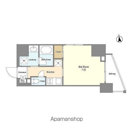 エスタート三田[1K/25.23m2]の間取図