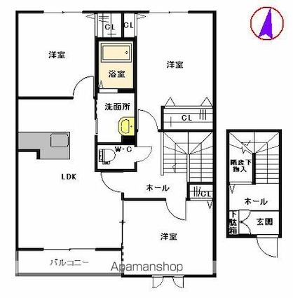 エクセルコート須玖[3LDK/79.96m2]の間取図