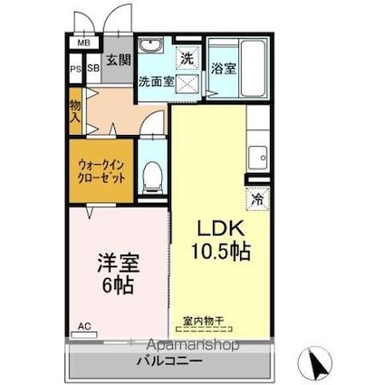 エスポワール青江[1LDK/45.04m2]の間取図