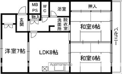 和歌山県和歌山市中島[3DK/60.12m2]の間取図