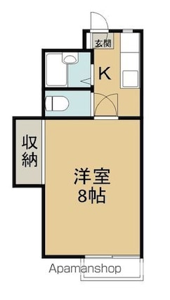 ブルーハイツ３[1K/22.2m2]の間取図
