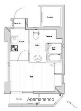 東京都北区赤羽１丁目[1K/21.58m2]の間取図