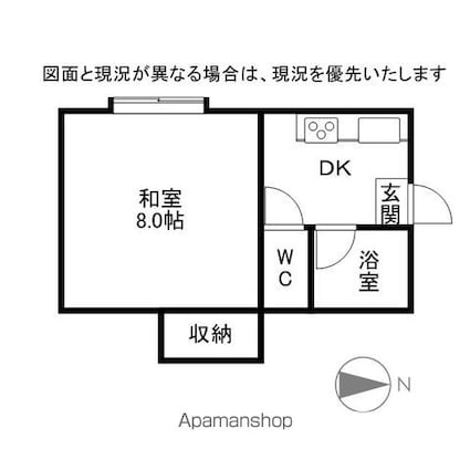 群馬県太田市台之郷町[1DK/26.49m2]の間取図