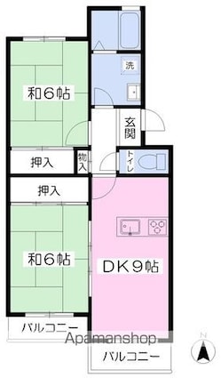 リバーサイド東石井[2DK/52.22m2]の間取図