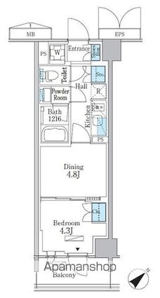 パークアクシス品川南大井パークフロント[1DK/30.08m2]の間取図