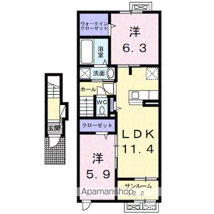 プチ　ボヌール[2LDK/61.88m2]の間取図