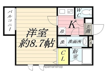 ＴＲＯＩＳ五輪[1K/26.61m2]の間取図