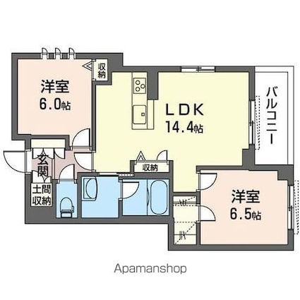 東京都立川市錦町２丁目[2LDK/60.7m2]の間取図