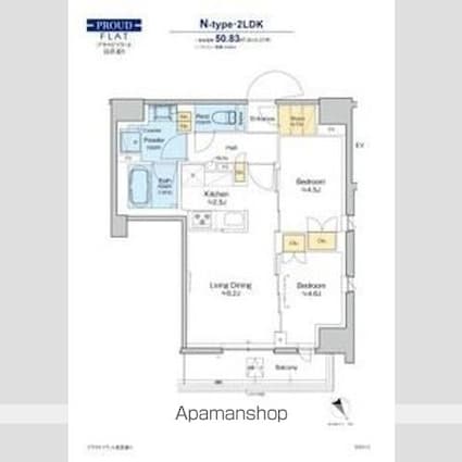 プラウドフラット清澄通り[2LDK/50.83m2]の間取図
