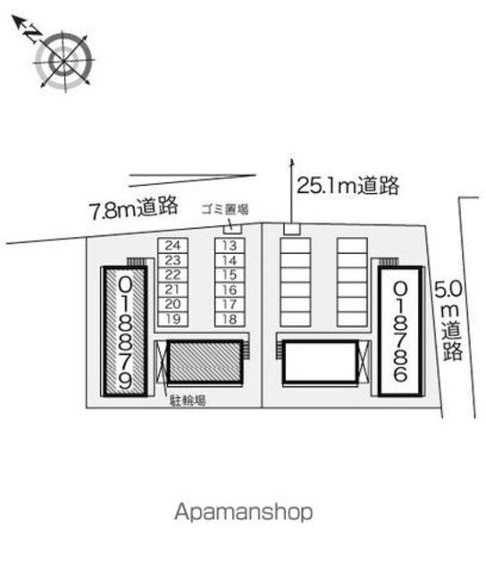 レオパレス高宮Ｂ[1K/22.7m2]の配置図