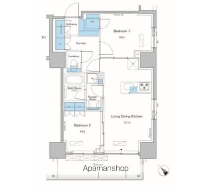 東京都北区滝野川６丁目[2LDK/55.21m2]の間取図