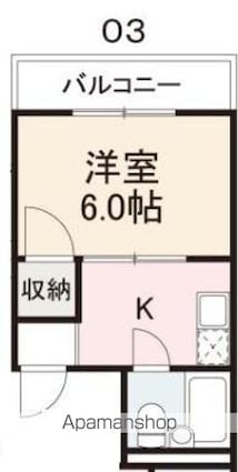 コート福岡Ⅱ[1K/19.62m2]の間取図