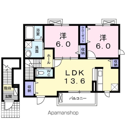 ミニヨンハウスＳＡＹＡ[2LDK/62.45m2]の間取図