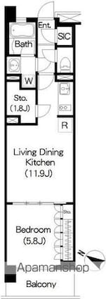 Ｂｒｉｌｌｉａ　ｉｓｔ　三軒茶屋　アイビーテラス[1LDK/45.27m2]の間取図