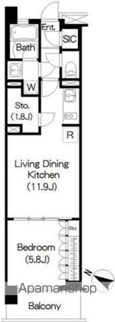 Ｂｒｉｌｌｉａ　ｉｓｔ　三軒茶屋　アイビーテラス[1LDK/45.27m2]の間取図