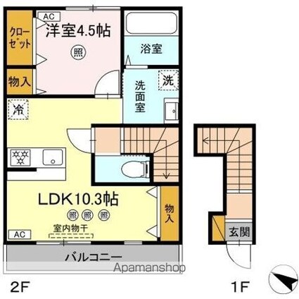 クレスト千波[1LDK/41.81m2]の間取図