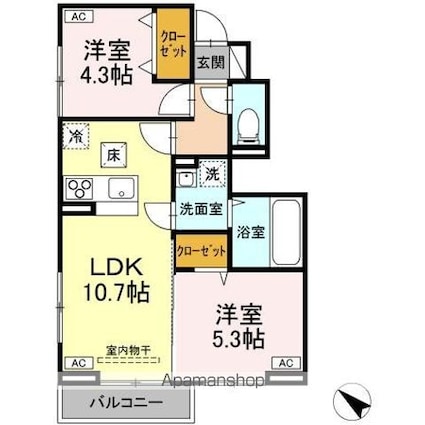 コントレール[2LDK/47.4m2]の間取図
