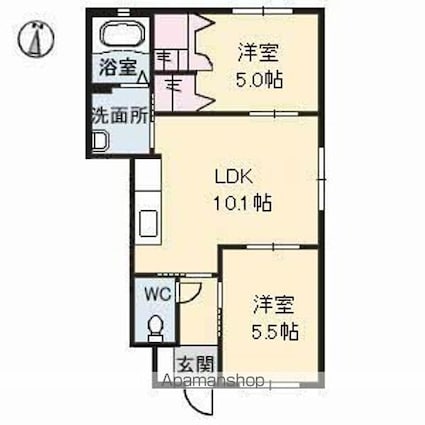 パレド　リヴァージュ[2LDK/46.36m2]の間取図