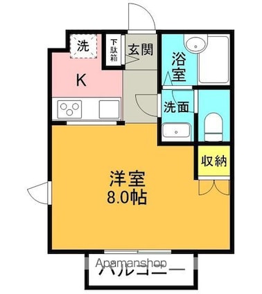 ハイツマロンフィールド　Ｆ棟[1R/27m2]の間取図