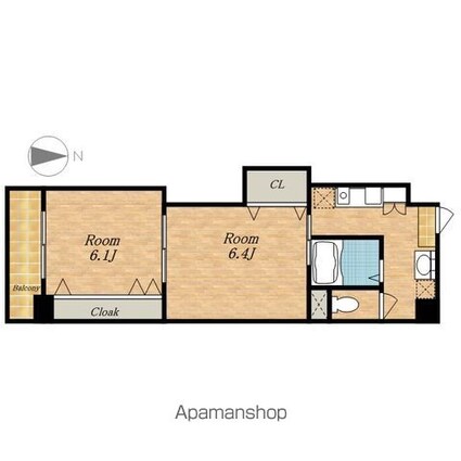 プレステージ名古屋[2K/36.5m2]の間取図