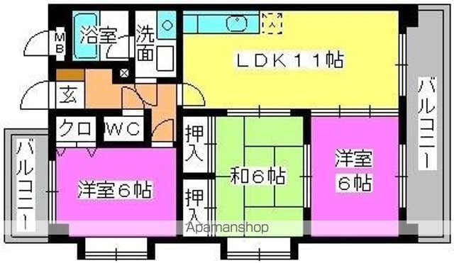 ハイ・アルブル迎田の間取り写真