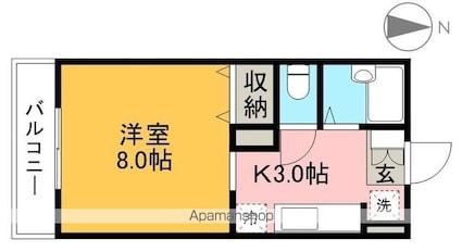コーポブルースカイ[1K/26.82m2]の間取図