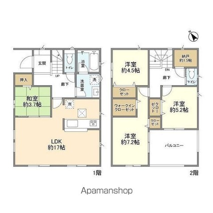Ｋｏｌｅｔ八王子川口１５[4K/95.57m2]の間取図