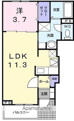 和歌山県和歌山市北島[1LDK/37.13m2]の間取図