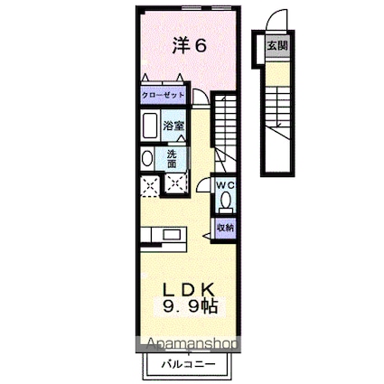 シャン・ミリューⅡＣ[1LDK/41.98m2]の間取図