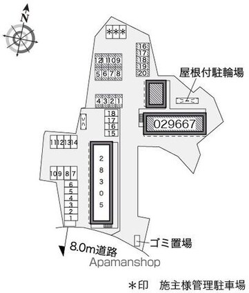 レオパレス里Ⅱ[1K/23.18m2]の配置図