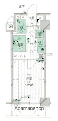 パークウェル西新宿Ⅱ[1K/20.73m2]の間取図