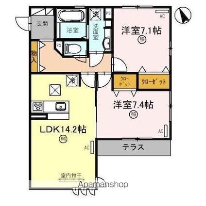 ミル・クレール和歌浦シーサイドヴィラ[2LDK/67.31m2]の間取図