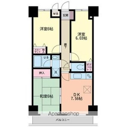エステート秀[3DK/56.84m2]の間取図