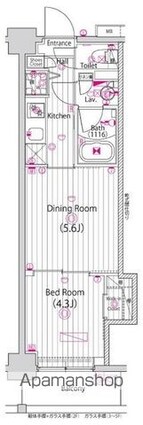 ガーラ・プレシャス練馬[1DK/28.41m2]の間取図