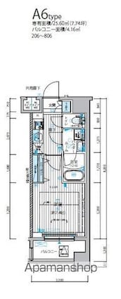 メインステージ錦糸町Ⅸ[1K/25.6m2]の間取図