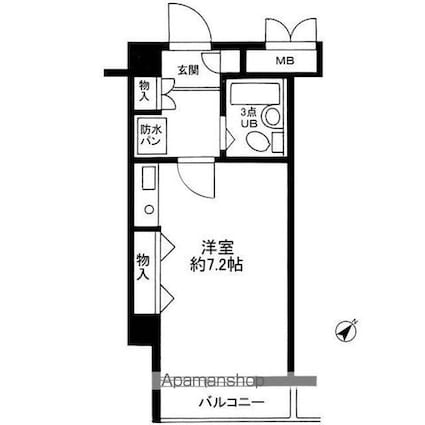 パークサイドフラット三茶[1R/20.06m2]の間取図