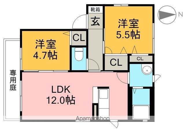 シャーメゾン・ヴィアーレＤ　Ⅲ[2LDK/50.9m2]の間取図