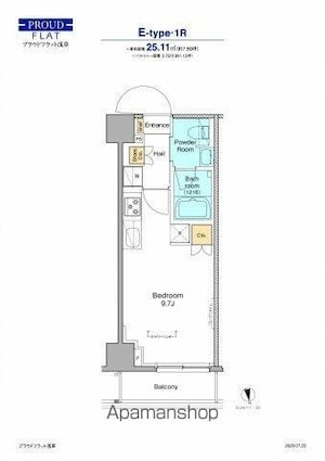プラウドフラット浅草[1R/25.11m2]の間取図