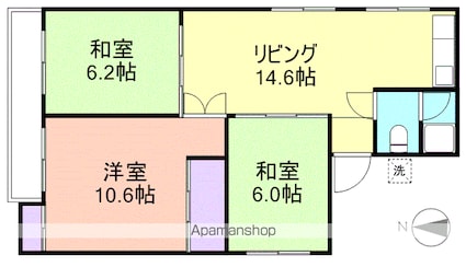 和歌山県和歌山市中之島[3LDK/63m2]の間取図