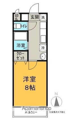 サンパークひまわり[1K/25.8m2]の間取図