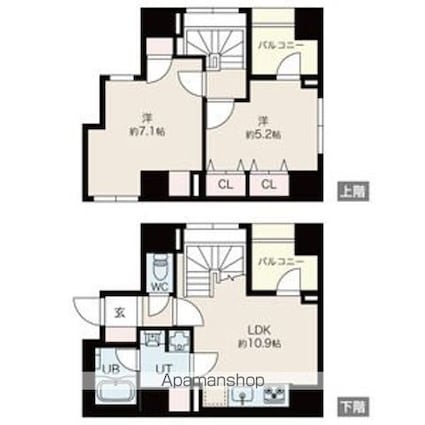 グランジット月島[2LDK/58.98m2]の間取図