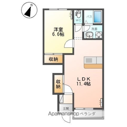 ジェム　フォレスト[1LDK/44.52m2]の間取図