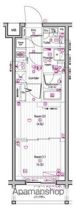 東京都中野区東中野５丁目[2K/25.98m2]の間取図