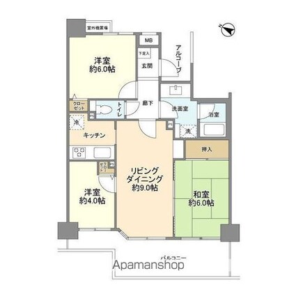 ナイスアーバン新大橋隅田川ステージ[3LDK/61.08m2]の間取図