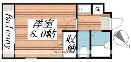 マツシマⅠ[1K/23.18m2]の間取図