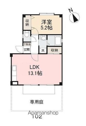 フォブール入谷[1LDK/42.23m2]の間取図