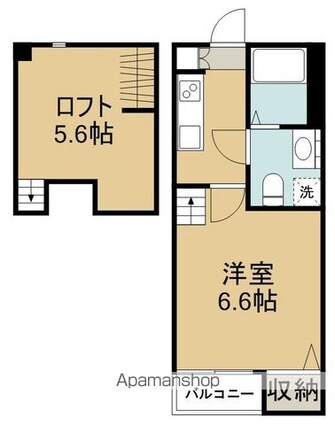 スクエア[1K/20.83m2]の間取図
