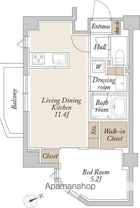 ＯＲＳＵＳ新江古田[1LDK/40.24m2]の間取図